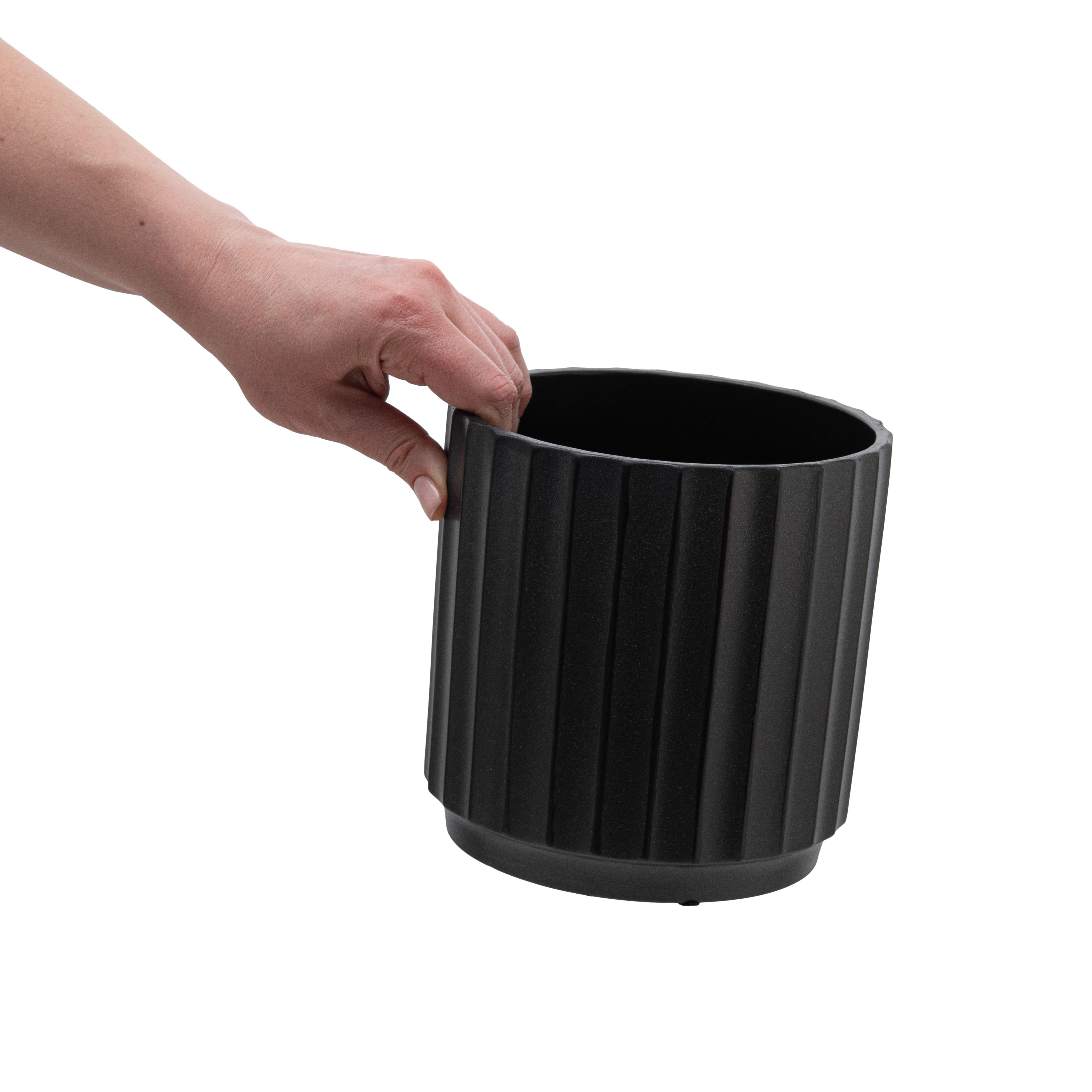 Кашпо для цветов керамическое elemi Грань круглый 2,4 л Черный (УТ-00094973) - фото 6