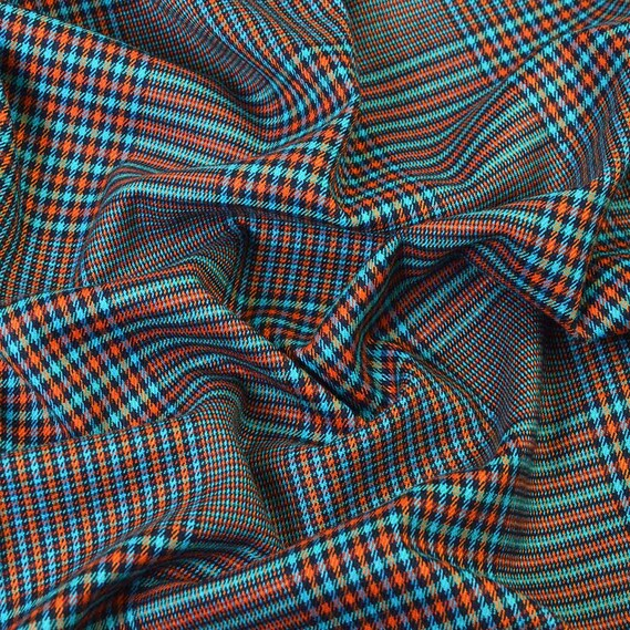 Ткань костюмная IDEIA Chanel V-138/1 1,45 м Бирюзовый/Оранжевый/Черный (2200004195353)