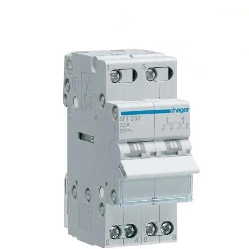 Переключатель Hager SFT232 I-0-II с общим выходом сверху 2P 32А/230В (00000045890)
