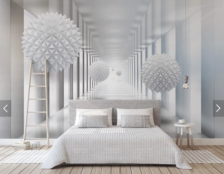 Фотообои 3D флизелиновые цветочные для спальни/зала/кухни Зеркальный коридор
