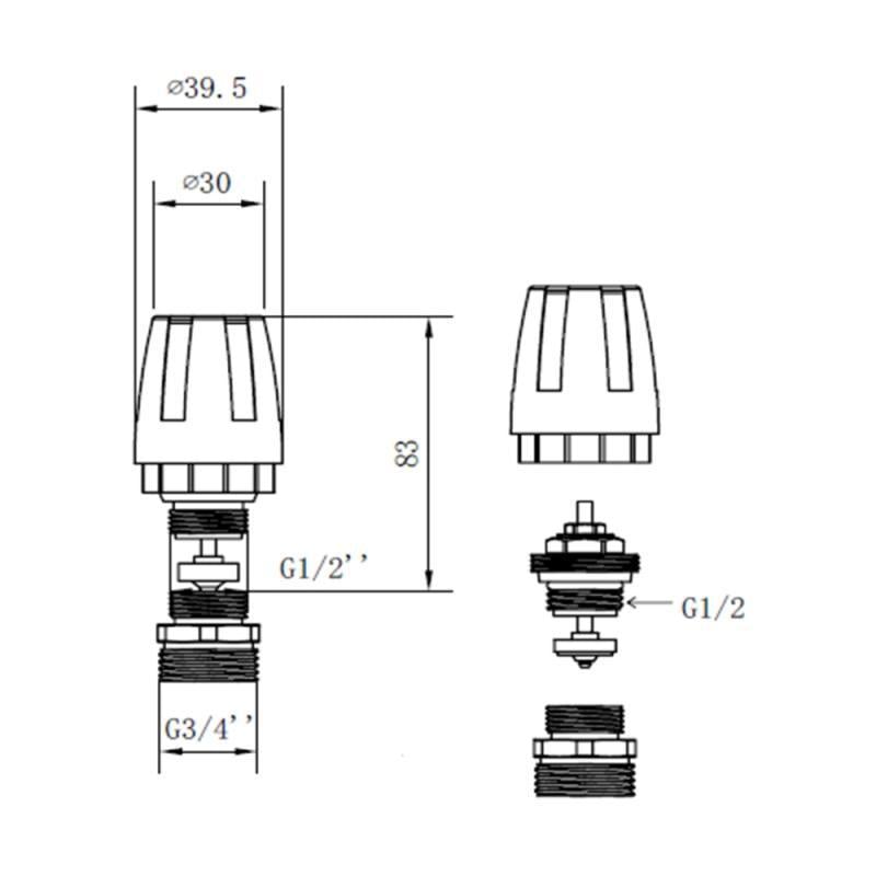 Кран термостатический SD Forte SFE009 1/2"х3/4" для коллектора (SD00021202) - фото 2