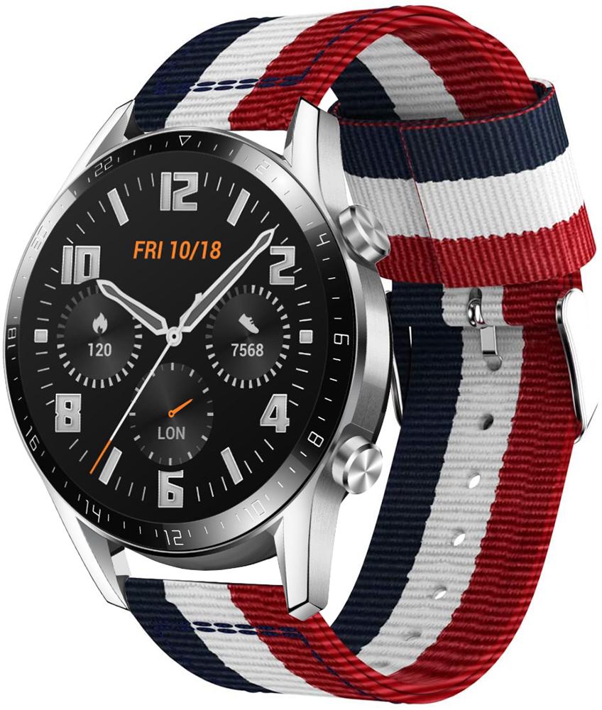 Ремешок тканевый Canvas для Huawei Watch GT 2 46 мм Red/White/Blue (19664)