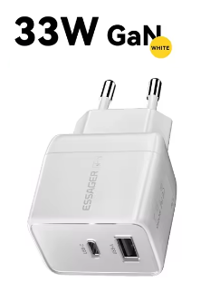 Зарядное устройство Essager 33W GaN PD USB-C и USB-A White (0325) - фото 5 Зарядное устройство Essager 33W GaN PD USB-C и USB-A White (0325) - фото 5