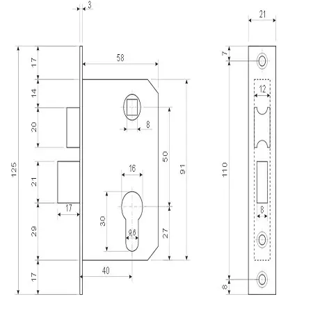Замок врезной Avers 0823/60-G (303830E) - фото 2