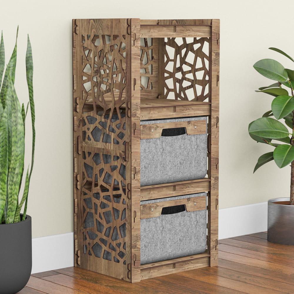 Комод для игрушек деревянный Hexagonica Stones на 2 ящика серые корзины 900х413х345 мм (111241)