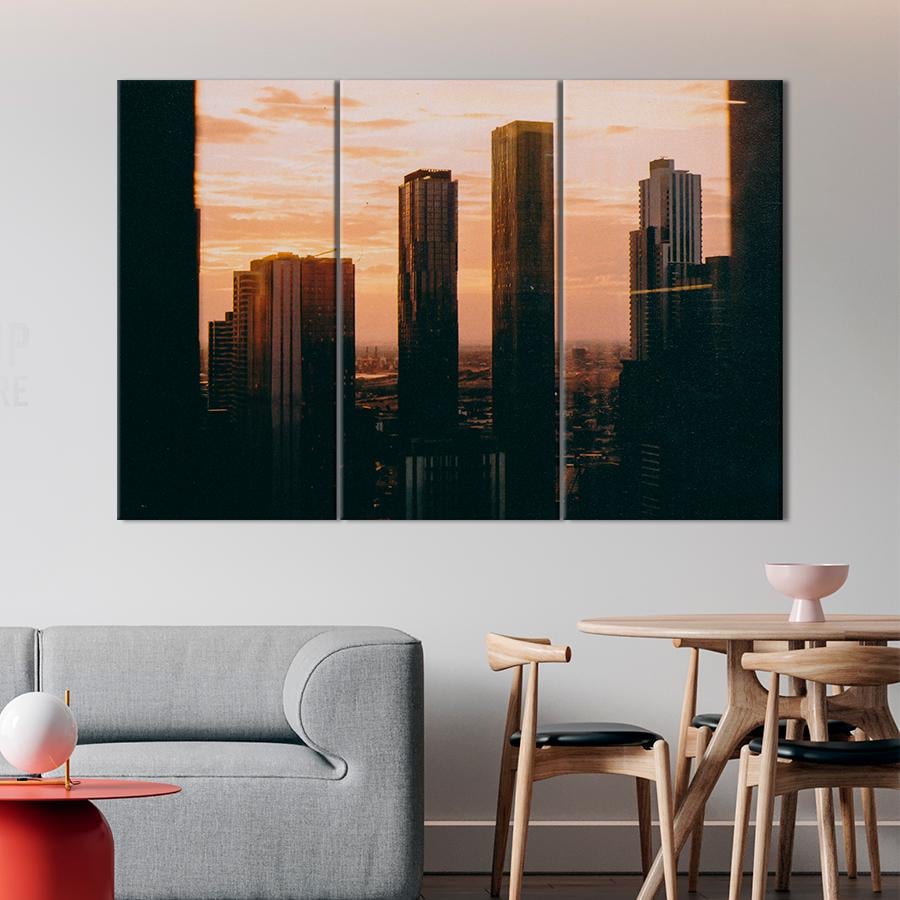 Картина город Мрачные сумерки в Нью-Йорке 78x48 см (A719-3)