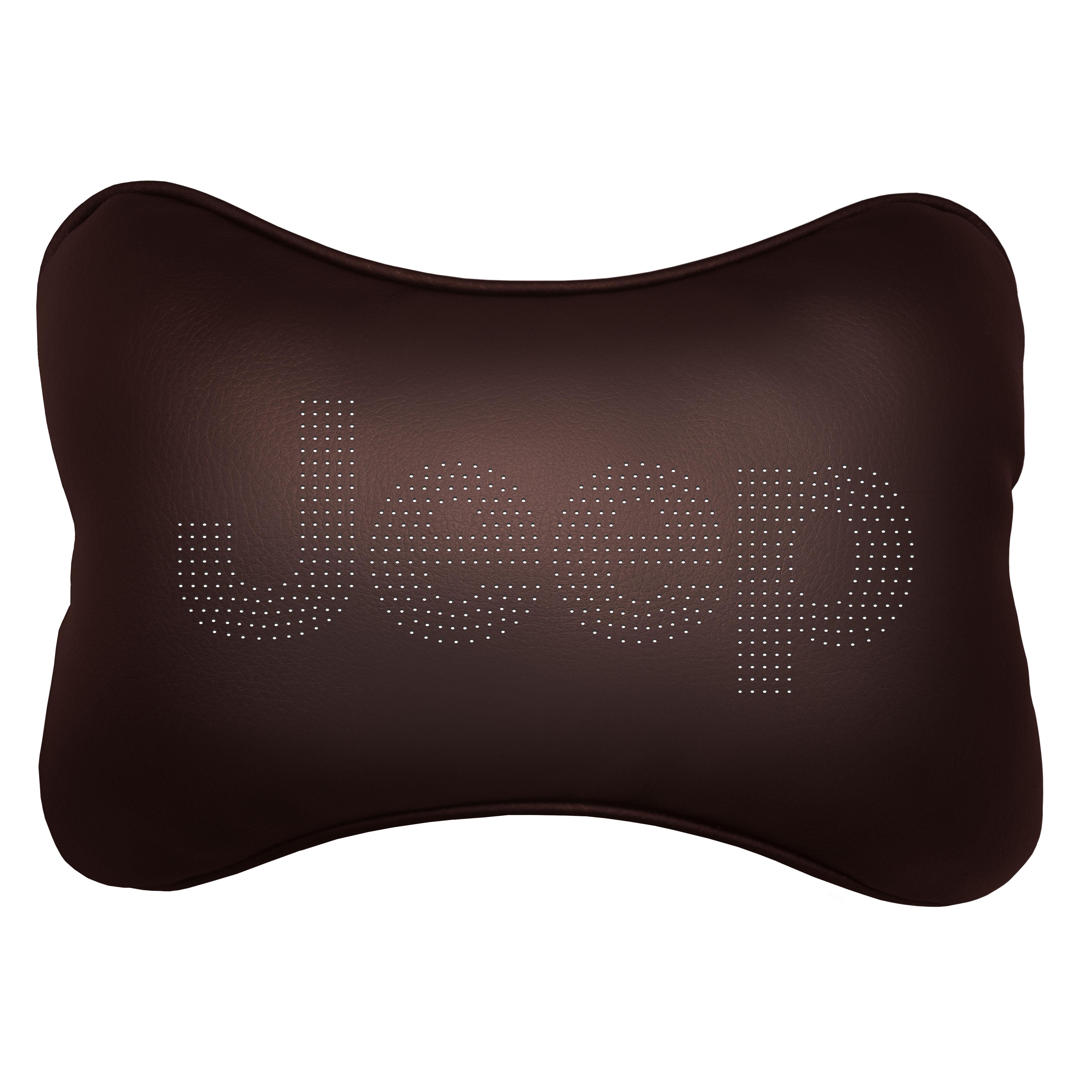 Подушка автомобильная Avtolife Jeep для шеи из экокожи Коричневый (AVT-LBR-27) - фото 1 Подушка автомобильная Avtolife Jeep для шеи из экокожи Коричневый (AVT-LBR-27) - фото 1