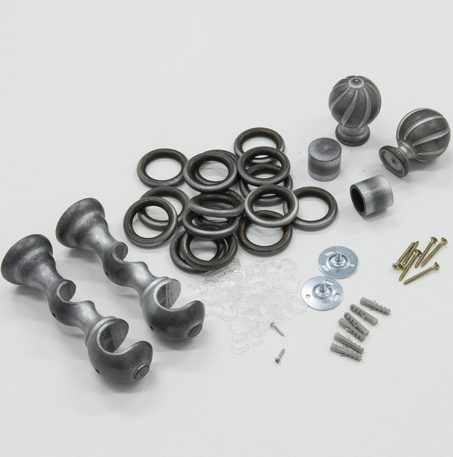 Карниз Mardom дерев'яний Коліна гладкий 28/25 мм 160 см Чорно-срібний - фото 2