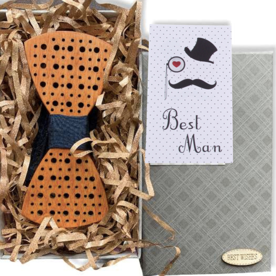 Метелик-краватка дерев'яна в подарунковій упаковці (8375-BM)