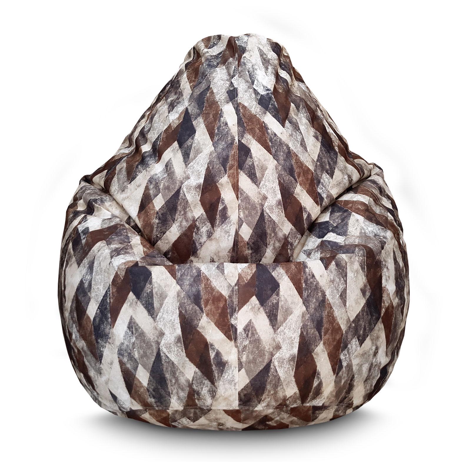 Крісло мішок iPuff Смеш Brown Флок XL 80x110 см