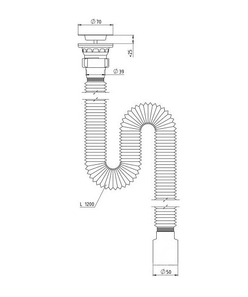 Гофросифон для умывальника SantehPlast GS-01 1 1/2"х50/L1200 с нержавеющим выпуском 70 мм - фото 3