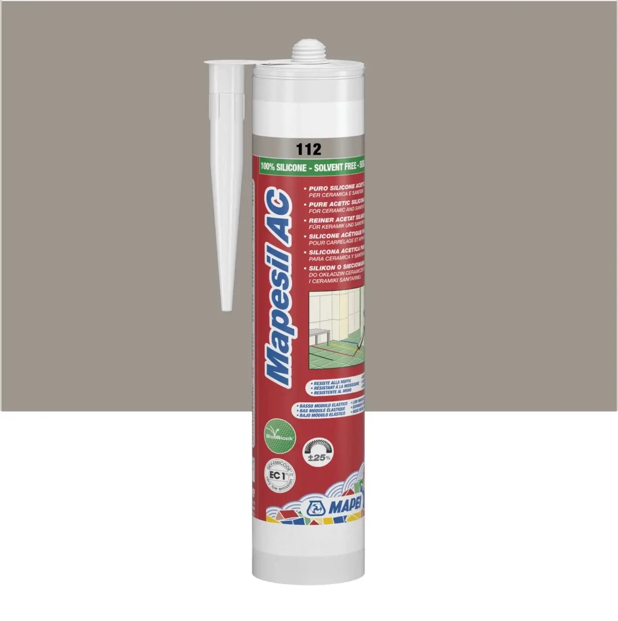 Герметик силиконовый Mapei MAPESIL AC 310 мл №112 серый (000014152) Герметик силиконовый Mapei MAPESIL AC 310 мл №112 серый (000014152)