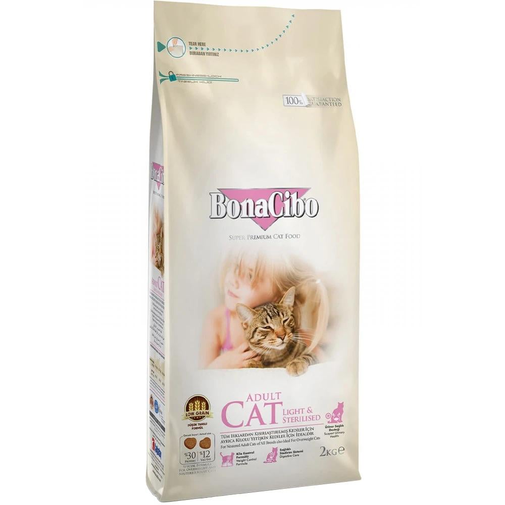 Корм сухой BonaCibo Cat Light&Sterilized для взрослых стерилизованных котов с мясом курицы/анчоусами и рисом 2 кг (BC406137)