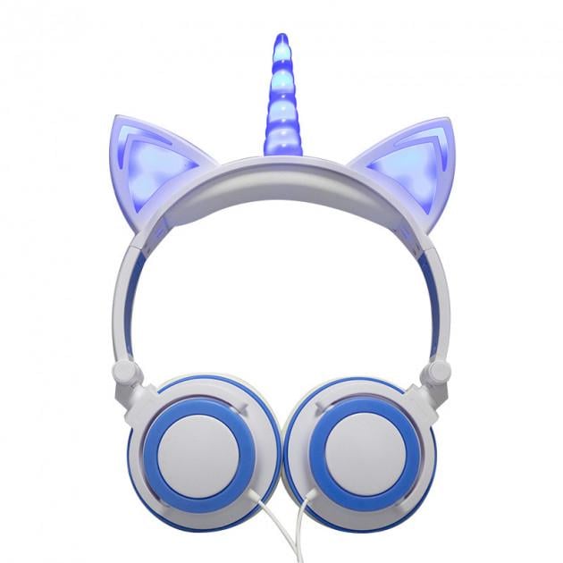 Наушники LINX Unicorn Ear Headphone с ушками LED Белый/Голубой (SUN2999) Наушники LINX Unicorn Ear Headphone с ушками LED Белый/Голубой (SUN2999)