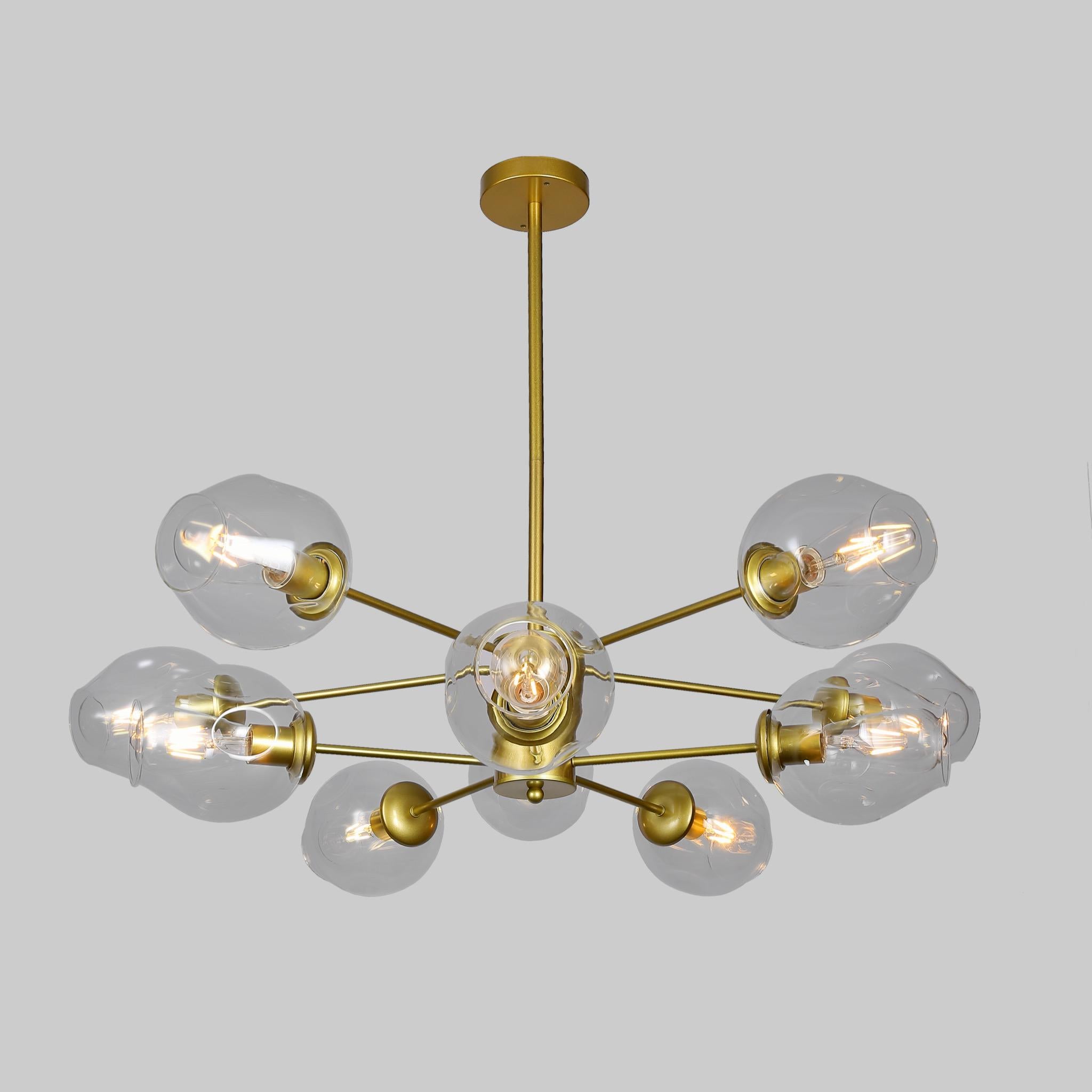 Люстра Modern Molecule на 10 ламп с прозрачными плафонами Золотой
