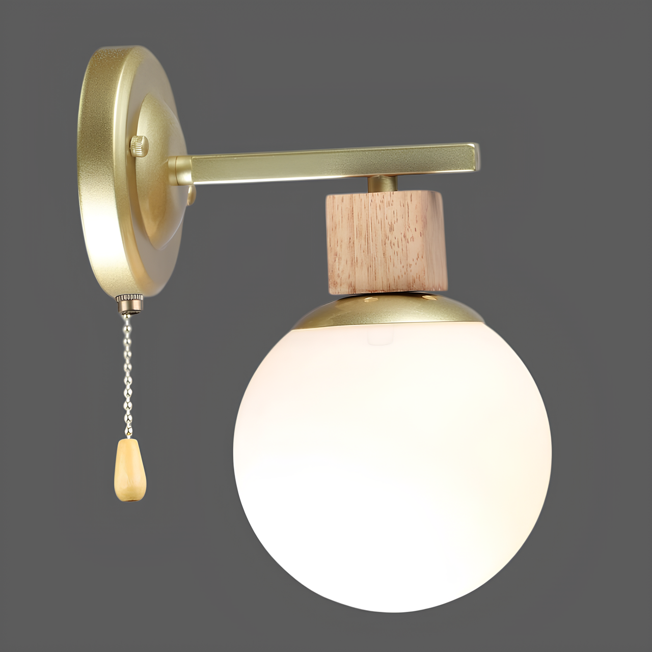 Бра Valeso с деревянным декором на один плафон под лампу Е27 Золотой (B NQ6625/1W)