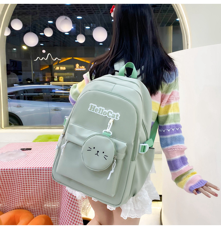 Школьный рюкзак для девочки Hello Cat 5в1 5-11 класс Зеленый (27668055) - фото 4 Школьный рюкзак для девочки Hello Cat 5в1 5-11 класс Зеленый (27668055) - фото 4