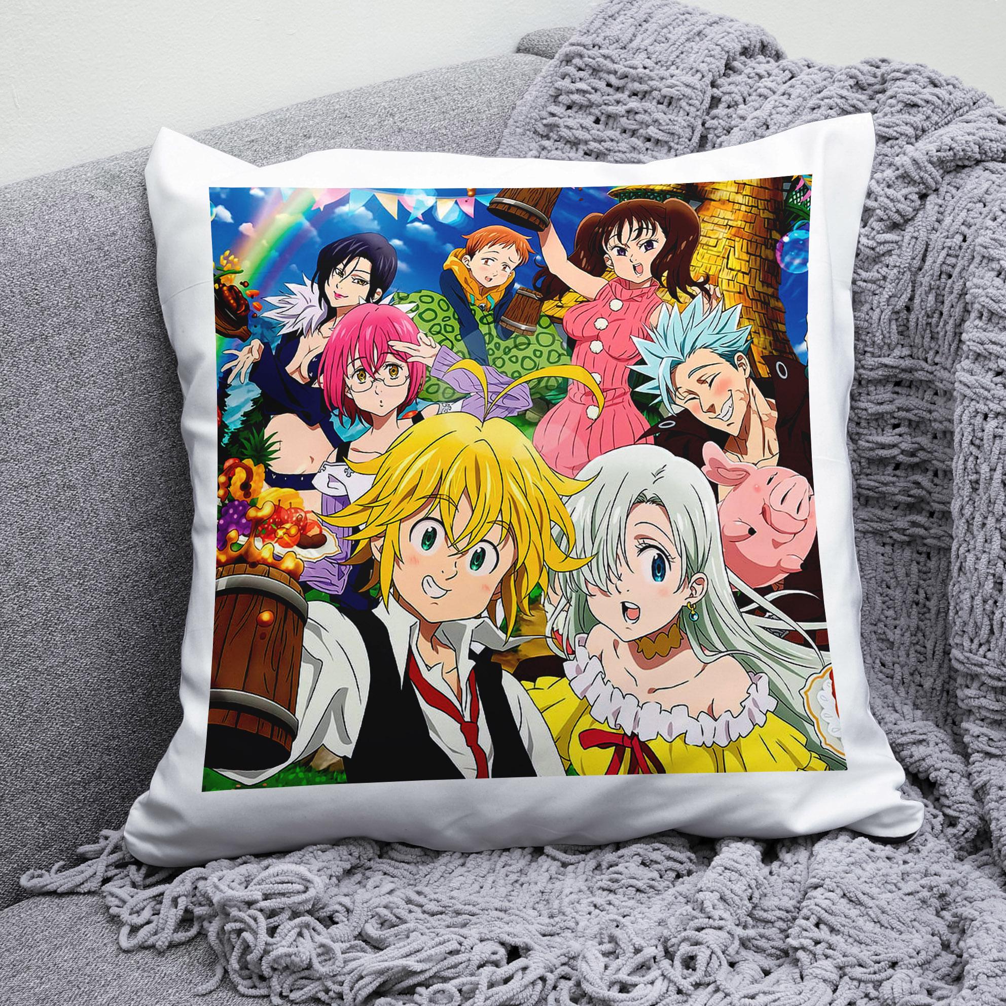 Плюшевая подушка квадрат с принтом 7 смертных грехов Nanatsu no Taizai