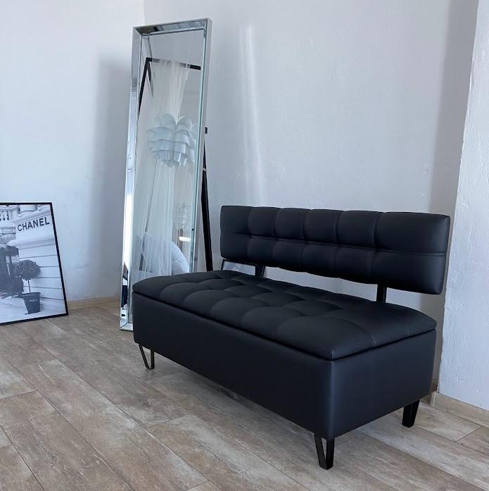 Диван офісний Vi-Tall з нішею та відстрочкою на металевих ніжках екошкіра 130х55х71 см Чорний (23133007) - фото 2 Диван офісний Vi-Tall з нішею та відстрочкою на металевих ніжках екошкіра 130х55х71 см Чорний (23133007) - фото 2