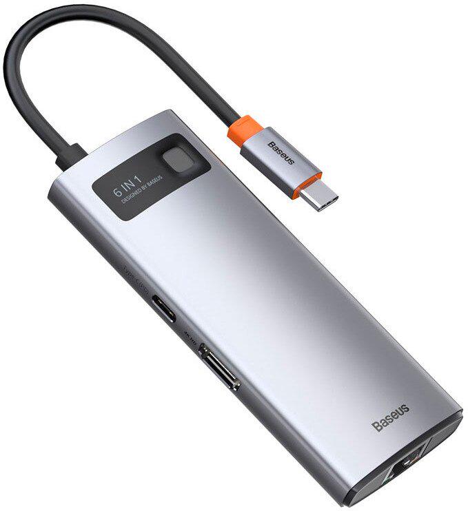 USB-хаб Baseus Metal Gleam Series 6в1 Gray (CAHUB-CW0G)  