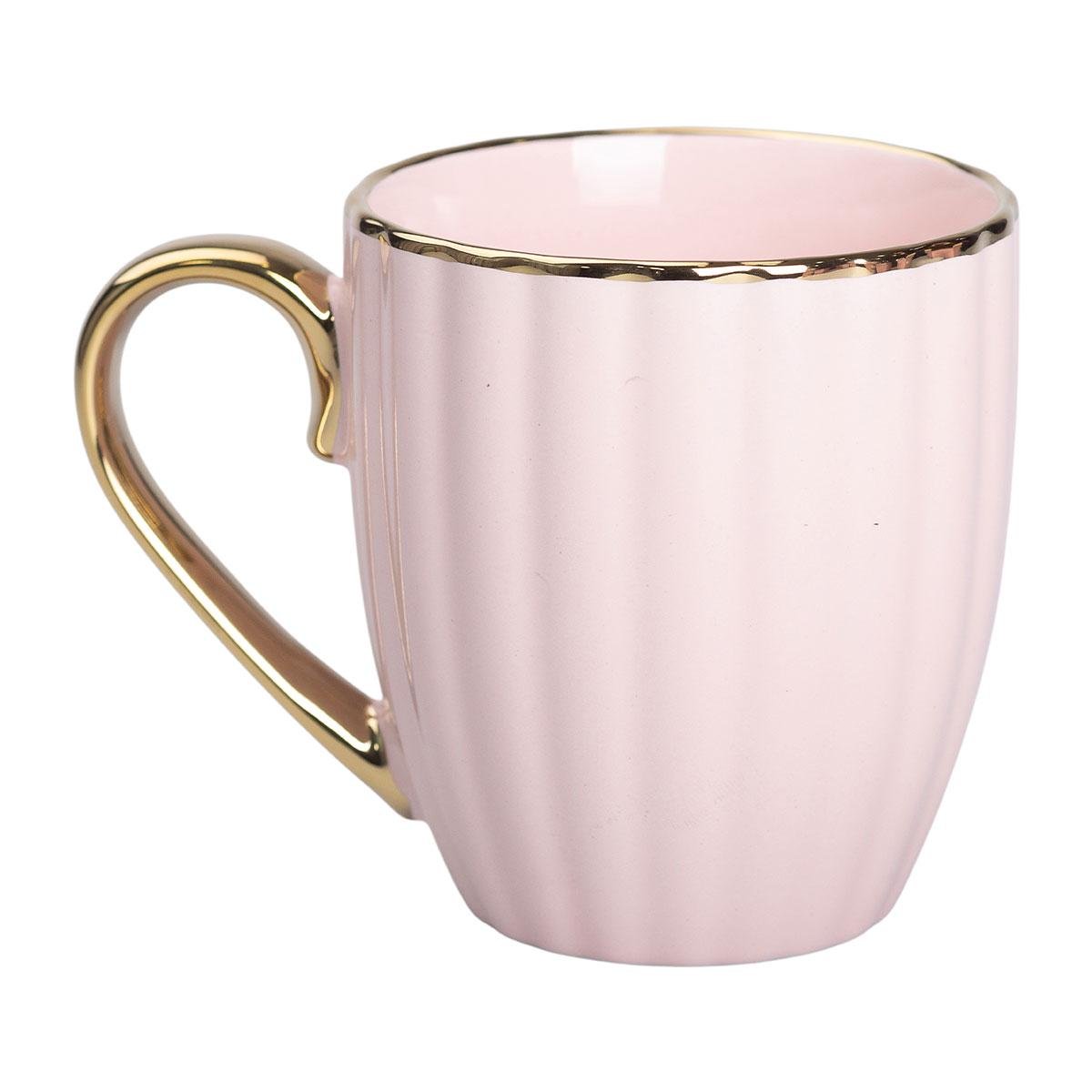 Чашка керамическая Light House с золотым ободком и золотой ручкой 420 мл (LG-20159)