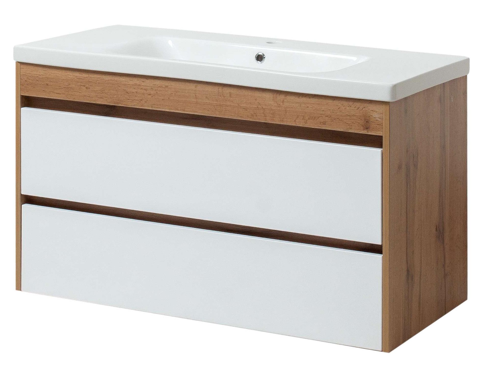 Тумба ЮВВИС Венера ТП-2 Д с умывальником Bolero 100 см Белый/Дуб Тахо (UVV015)
