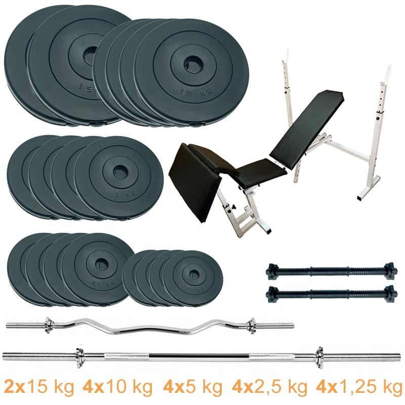 Скамейка для жима с набором штанг и гантелей Newt ProGym Scott Set Pro 120 кг (NE-SKM-PL-SCOT-120) - фото 7