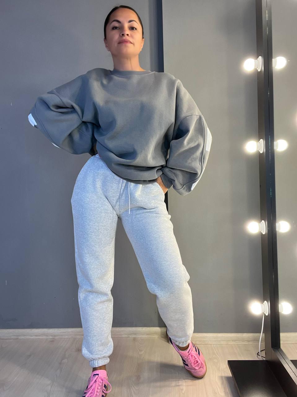 Брюки женские ENJOY 2925 спортивные джоггеры на резинке утепленные на флисе S Светло-серый (1055) - фото 8 Брюки женские ENJOY 2925 спортивные джоггеры на резинке утепленные на флисе S Светло-серый (1055) - фото 8