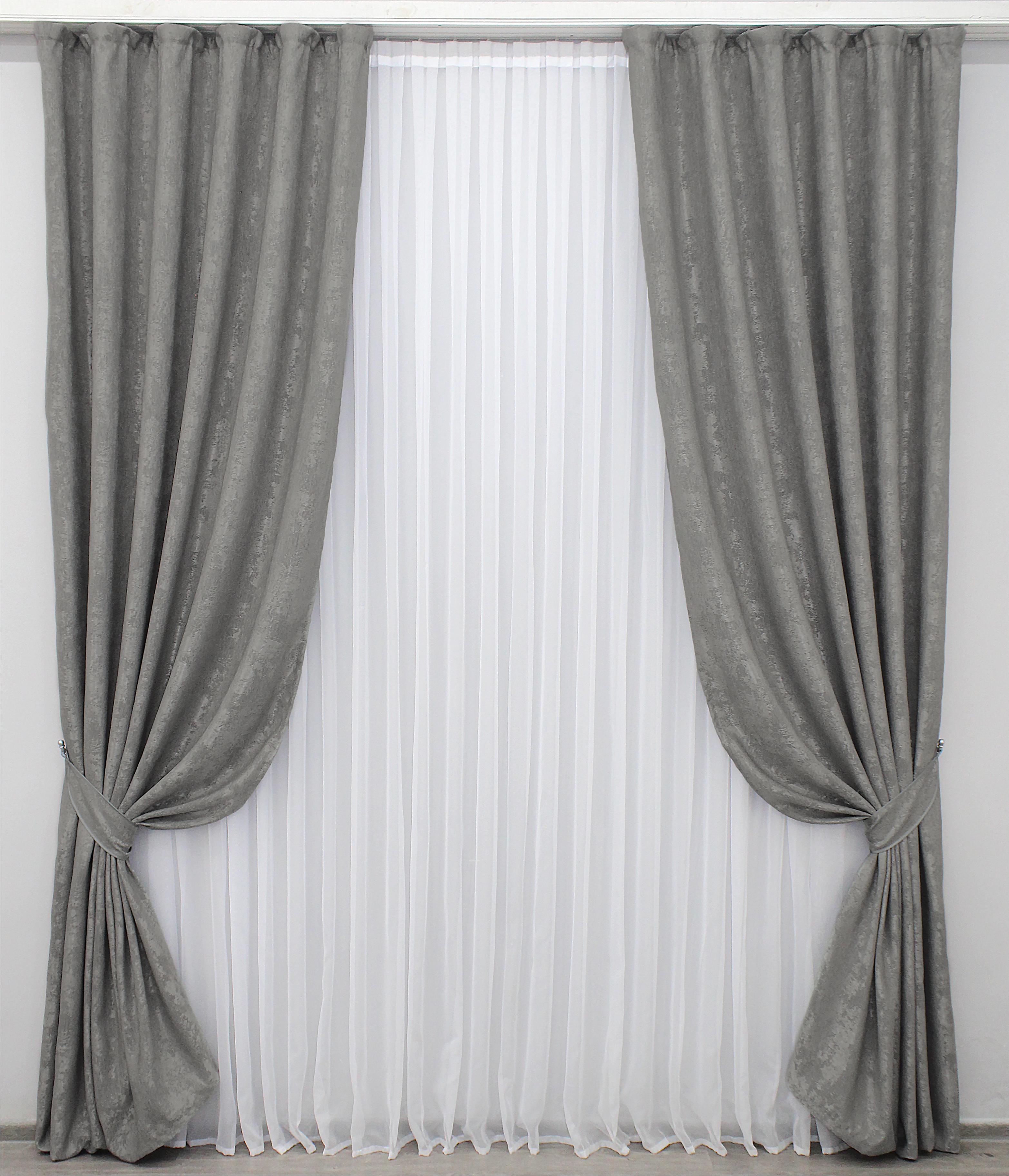 Комплект штор VR-Textil Sultan YL №1212ш жаккард 150х270 см 2 шт. Серый (33-0037)