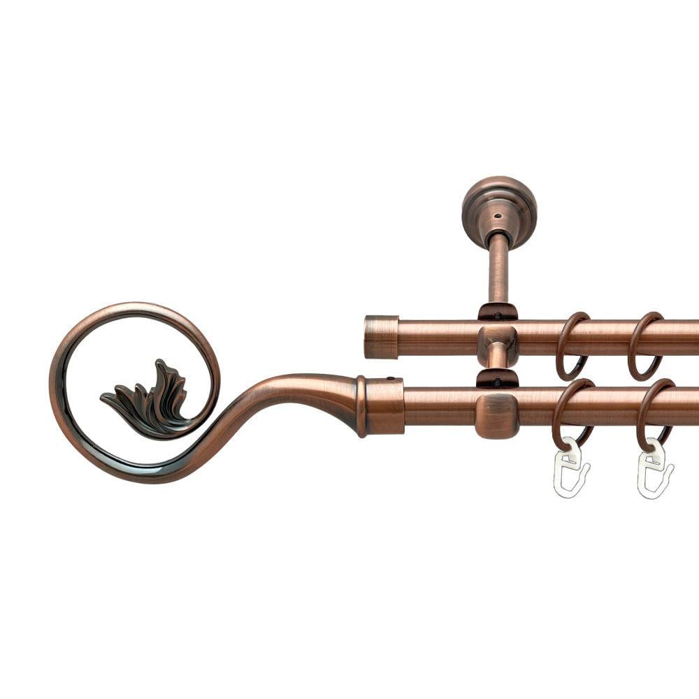 Карниз металлический Orvit Ника двухрядный открытый/гладкая труба/кольцо металлическое Медь 16/16 мм 200 см (00-00020675)
