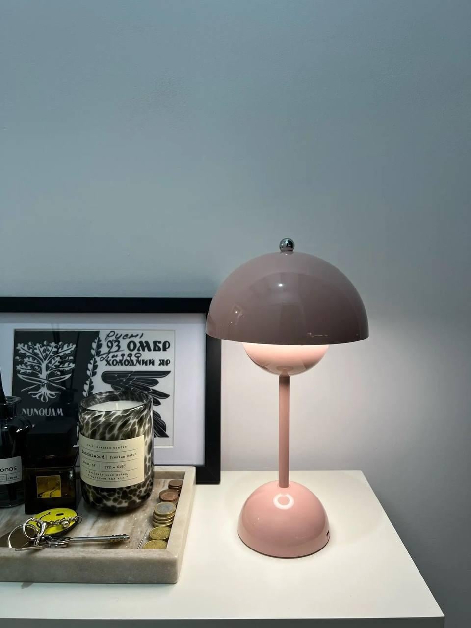Настольная лампа с аккумулятором LED 3 режима света и регулировка яркости Pink (2091776376)