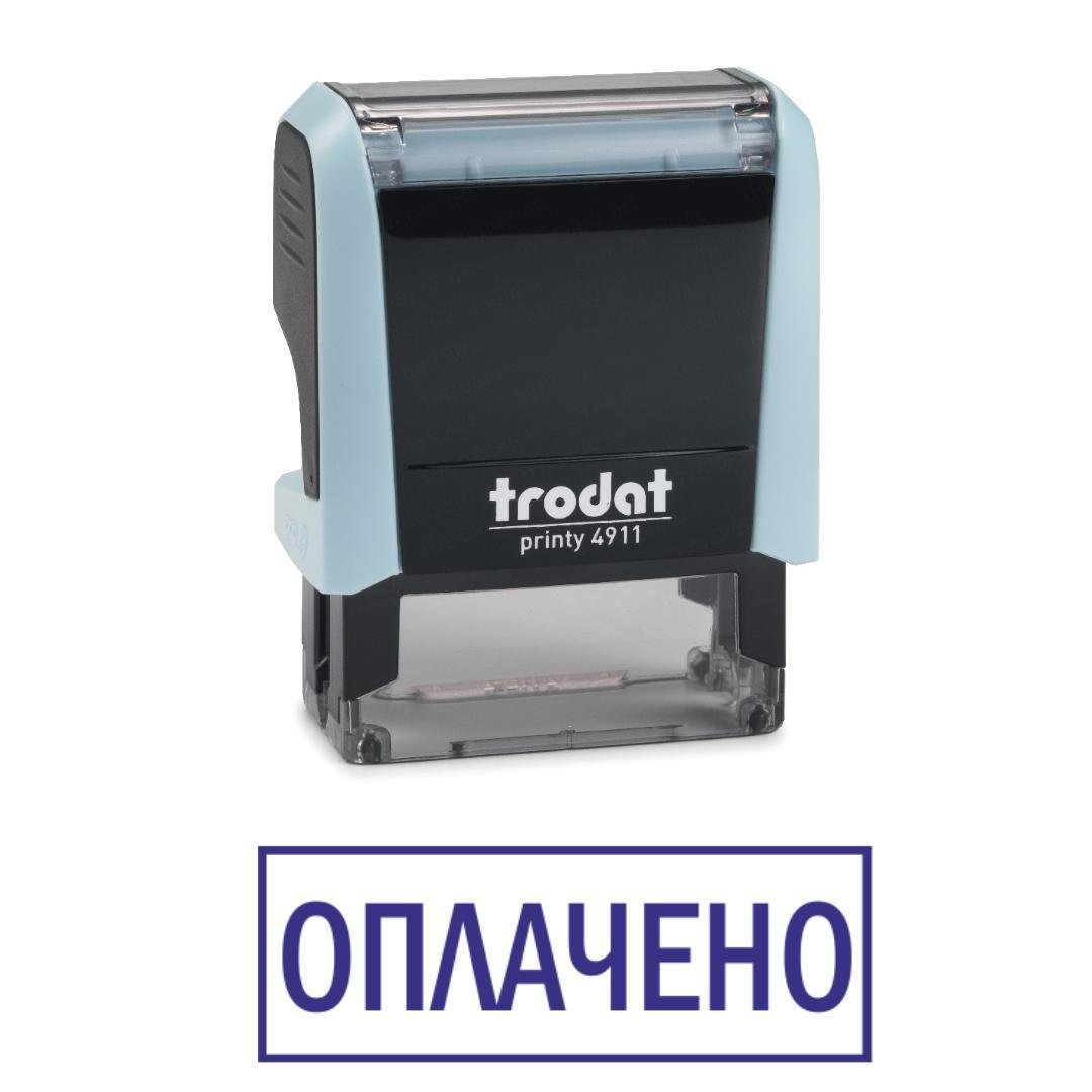 Штамп "ОПЛАЧЕНО" на автоматическом оснащении Trodat 4911 38х14 мм Пастель синий (2701972846)