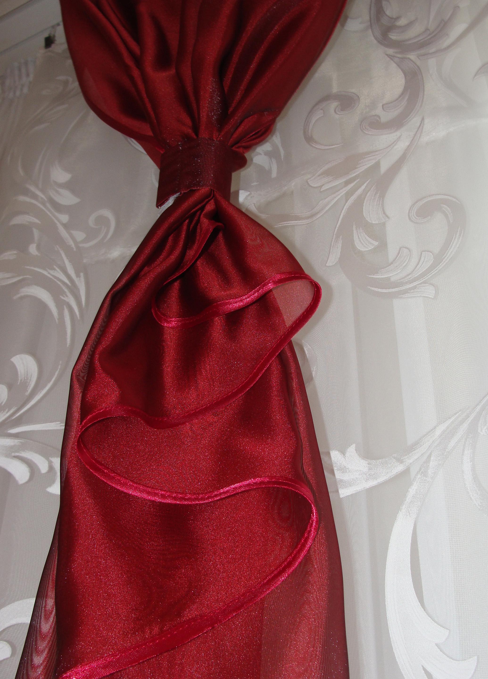 Ламбрекен із шторами Firanka Асиметрія Органза карниз 300 см Бордовий із молочним (40_1_3м) - фото 5