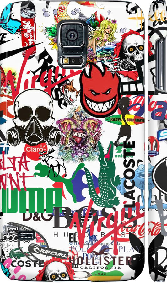 Чехол на Samsung Galaxy S5 g900h Many different logos (4022m-24-42517)
