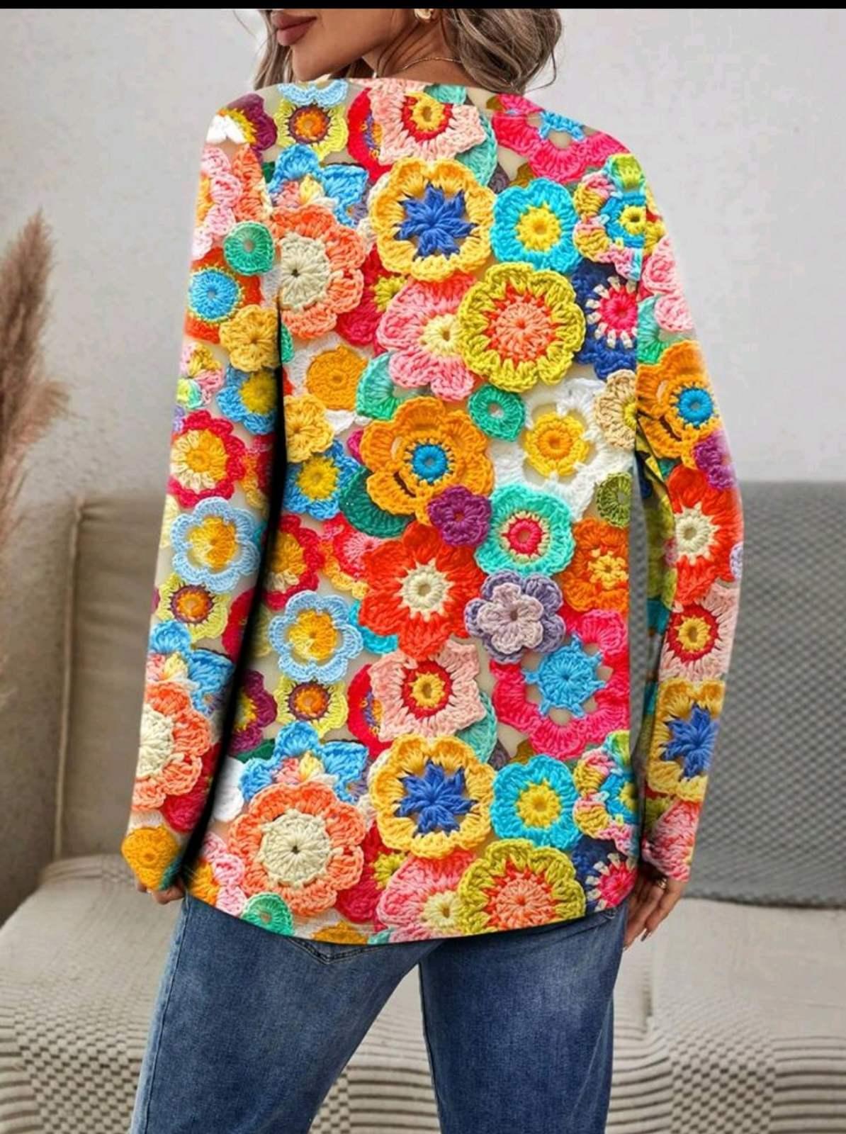 Блузка с рукавами печать 3D Floral PRINT женская S Разноцветный (27303958)