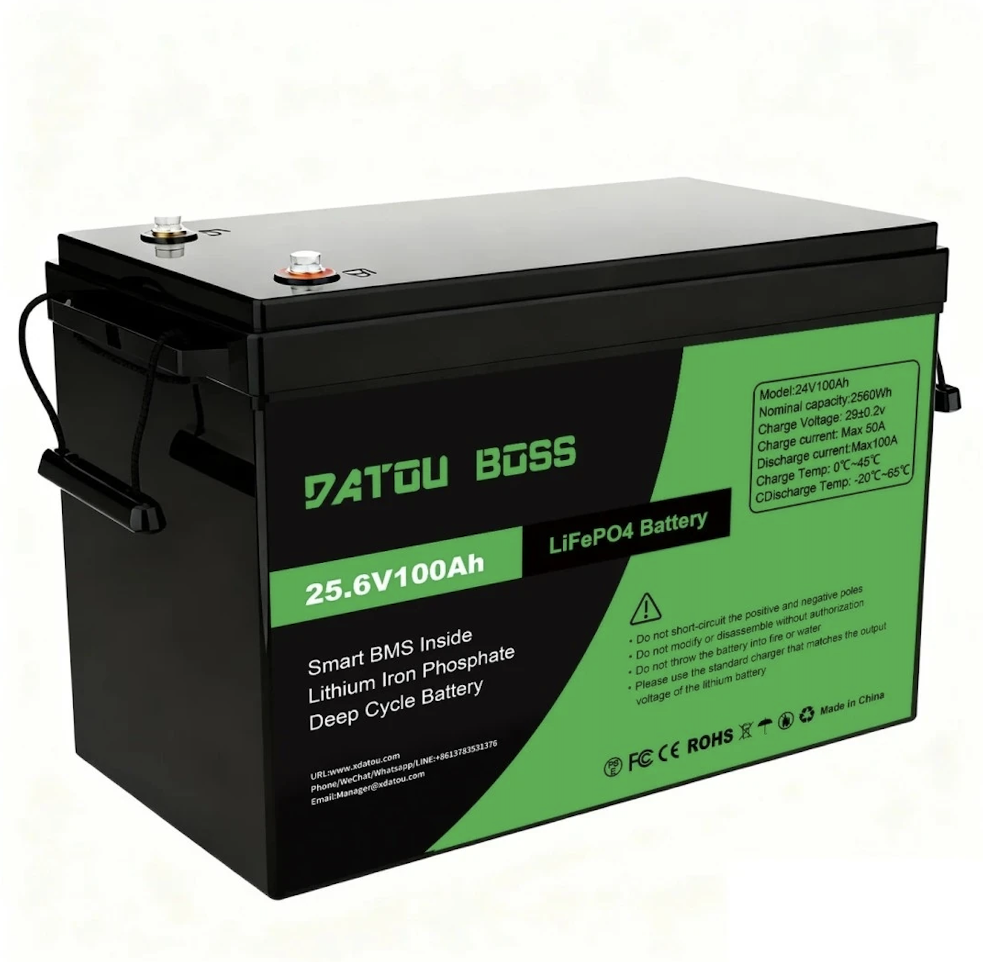 Аккумулятор литий-железо-фосфатный DatouBoss LiFePO4 24V 100Ah с BMS