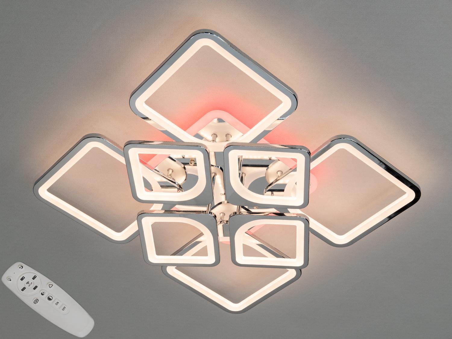 Люстра LED Diasha пульт/димер 155W Хром (H8060/4+4HR 3col dim) Люстра LED Diasha пульт/димер 155W Хром (H8060/4+4HR 3col dim)