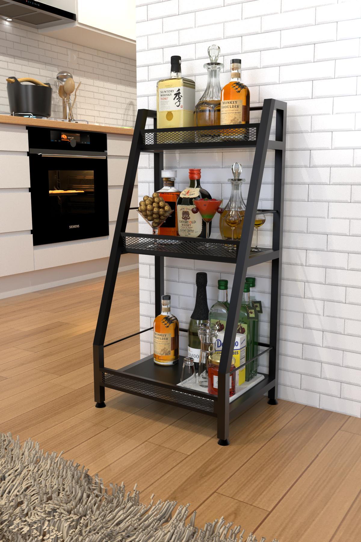 Стеллаж барный EcoLoft Моралис DSP-1278-5 в стиле черный лофт (29878505)