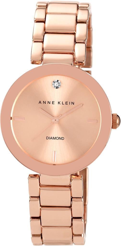 Наручные часы женские Anne Klein AK/1362RGRG с инкрустацией камнями/золотистым циферблатом и стальным браслетом