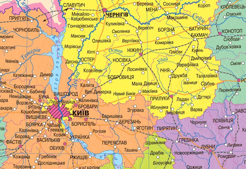 Карта Украины Административное деление М 1:1 400 000 ламинированная бумага 100x70 см (4820114950222) - фото 3