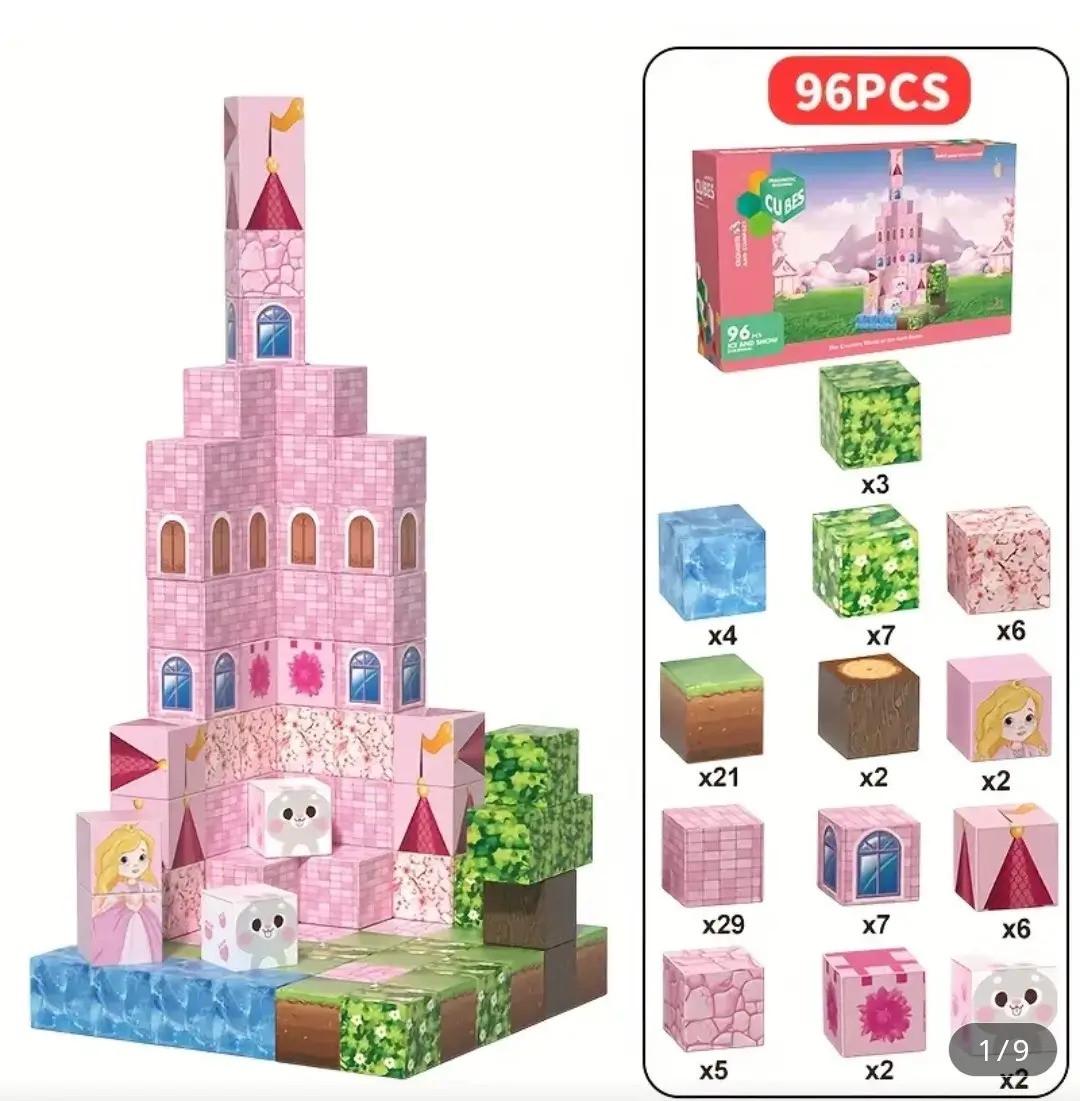 Конструктор магнітний Майнкрафт Замок принцеси з садом 96 кубиків - фото 5