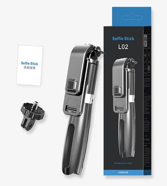 Селфи-палка Selfie Stick L02 3в1 с пультом Bluetooth Черный Селфи-палка Selfie Stick L02 3в1 с пультом Bluetooth Черный
