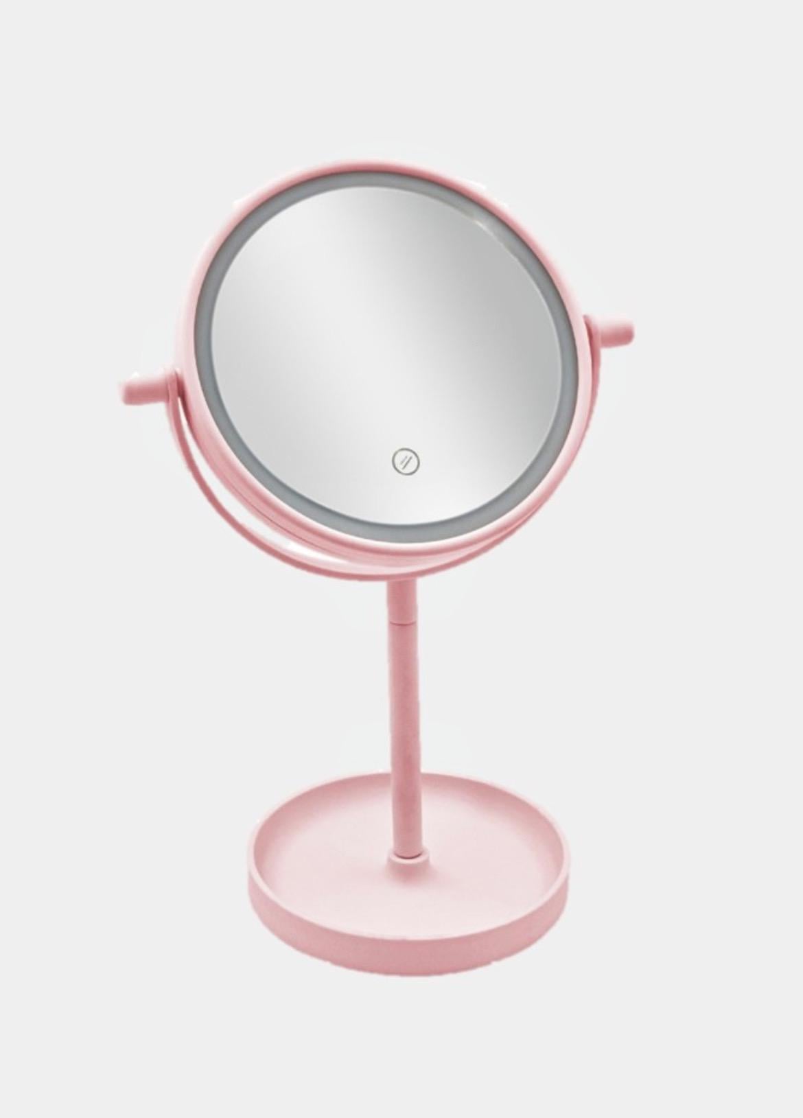 Зеркало косметическое Beauty Breeze Mirror светодиодное LED с сенсорным экраном USB Розовый (9865)