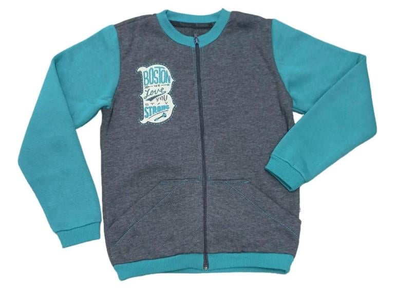 Кофта утепленная на мальчика Бостон Robinzone КФ 245 146 см Бирюзовый/Антрацит
