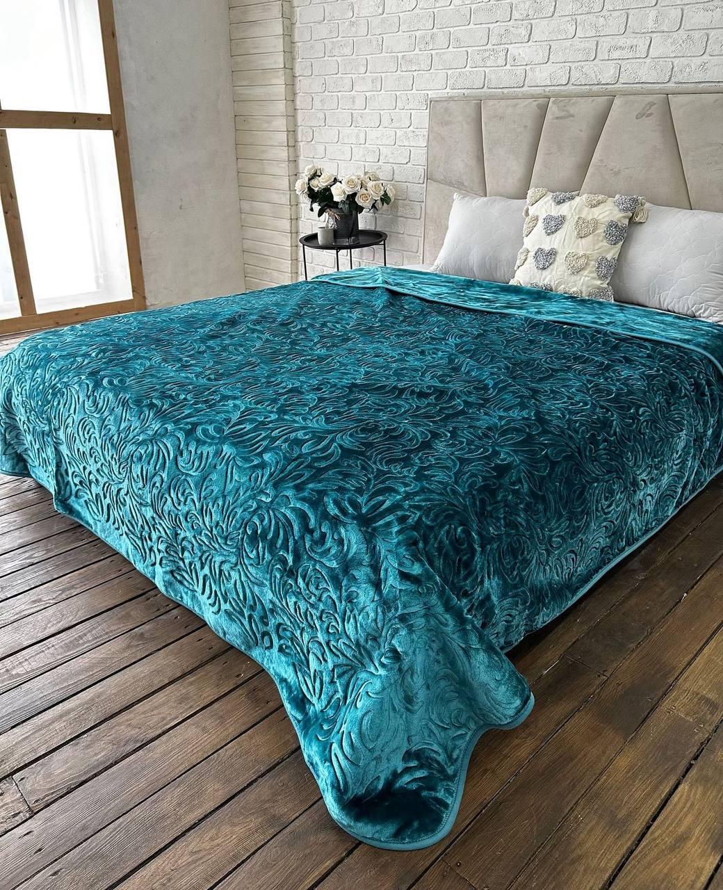 Плед на диван євро 210х230 см Бірюзовий (П4К-plush-pled-007) - фото 2 Плед на диван євро 210х230 см Бірюзовий (П4К-plush-pled-007) - фото 2