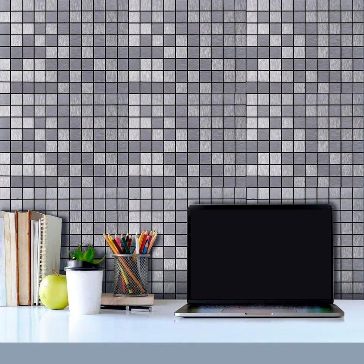 Плитка алюмінієва самоклеюча 300х300х3 мм Срібний мозаїка (SW-00001167) - фото 6