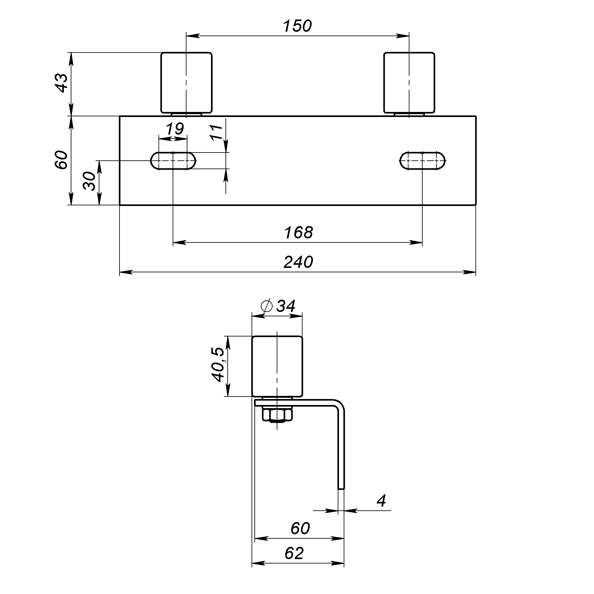 Обмежувач Roll Grand U2 для фіксації воріт різного типу вагою до 800 кг - фото 2