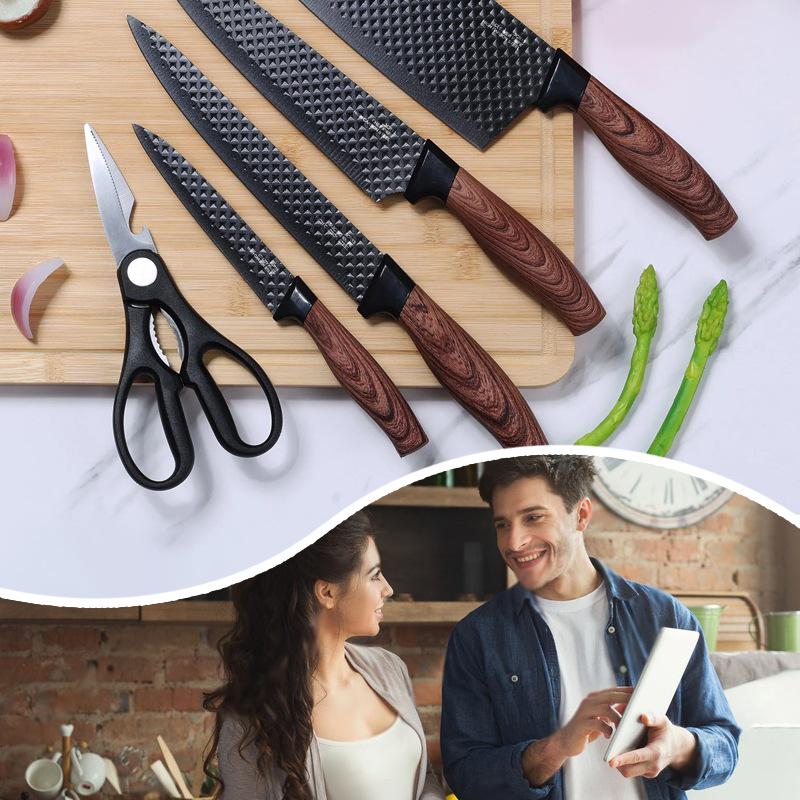 Кухонный набор профессиональных ножей 6в1 из нержавеющей стали и деревянными ручками - фото 7 Кухонный набор профессиональных ножей 6в1 из нержавеющей стали и деревянными ручками - фото 7