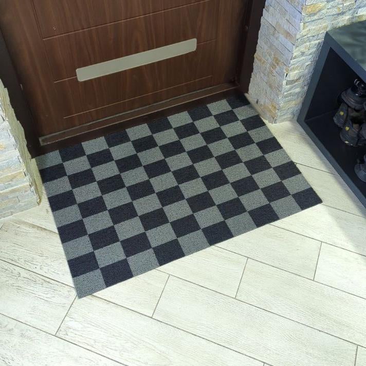 Грязезащитный коврик для входной двери Шахматная доска резиновый 120х140 см (T04)