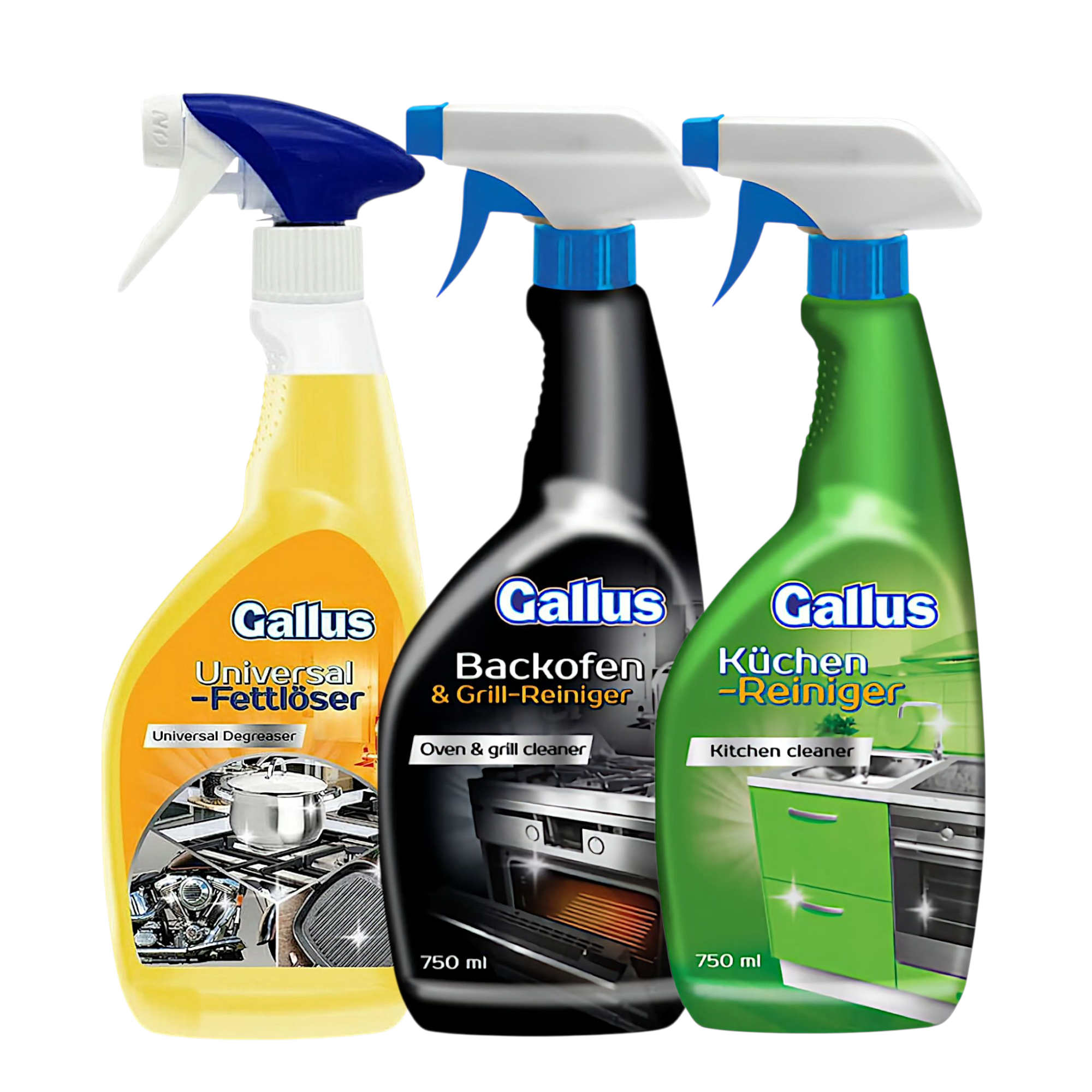 Набо средств Gallus Spray для кухни/поверхности обезжириватель и гриль 750 мл 3 шт. (29452092)